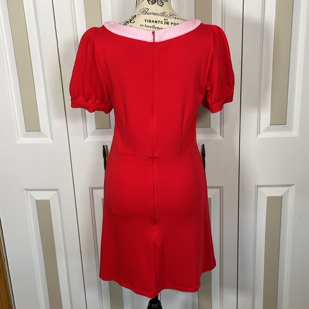 MODCLOTH Red Greet Me Sweetly A-Line Dress Size Medium Retro Bombshell Festival - Picture 3 of 7